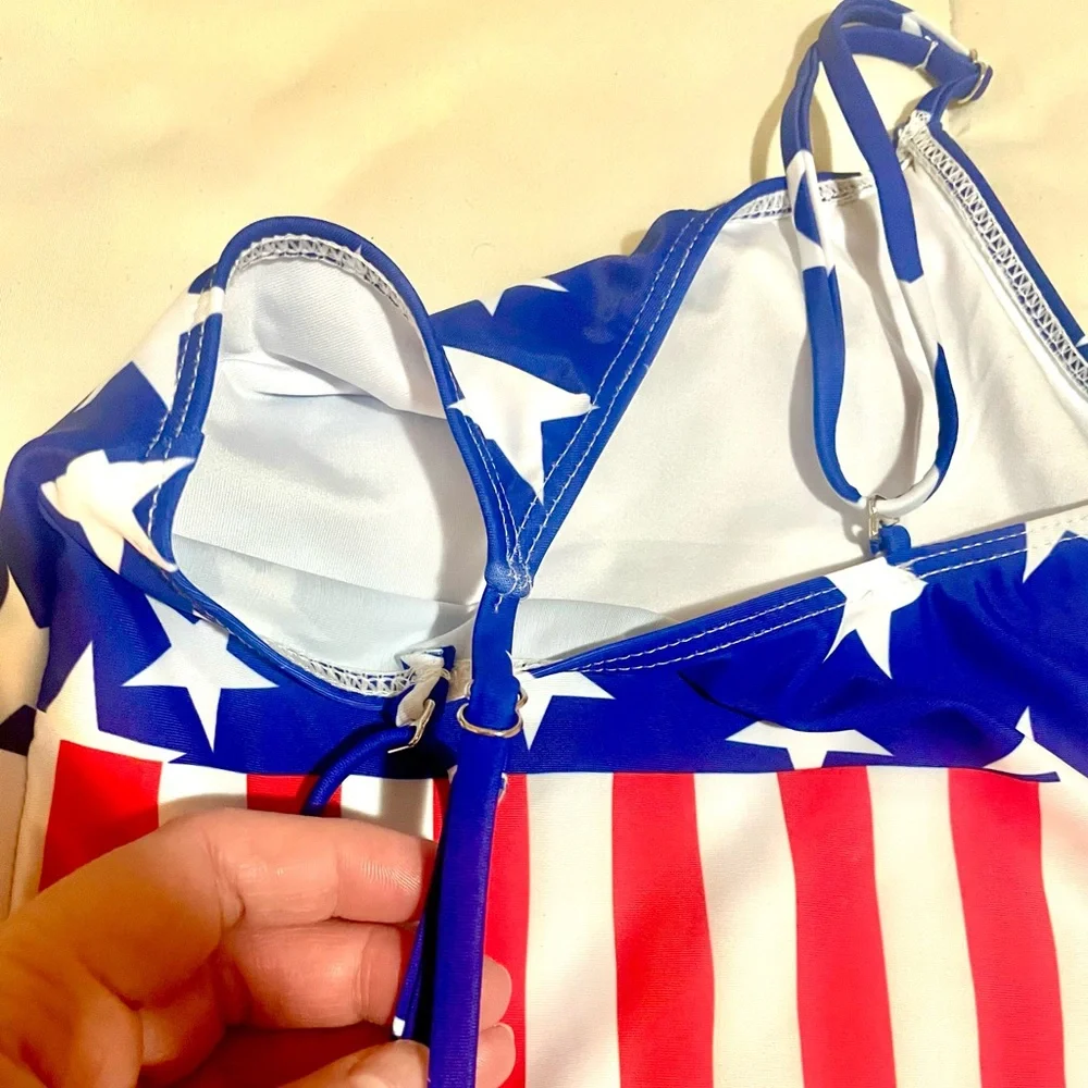 Zando Girls American Flag One Piece Swimsuit